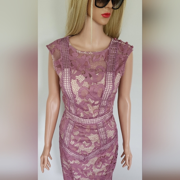 ASOS PURPLE DRESS MIDI LACE - Picture 6 of 13